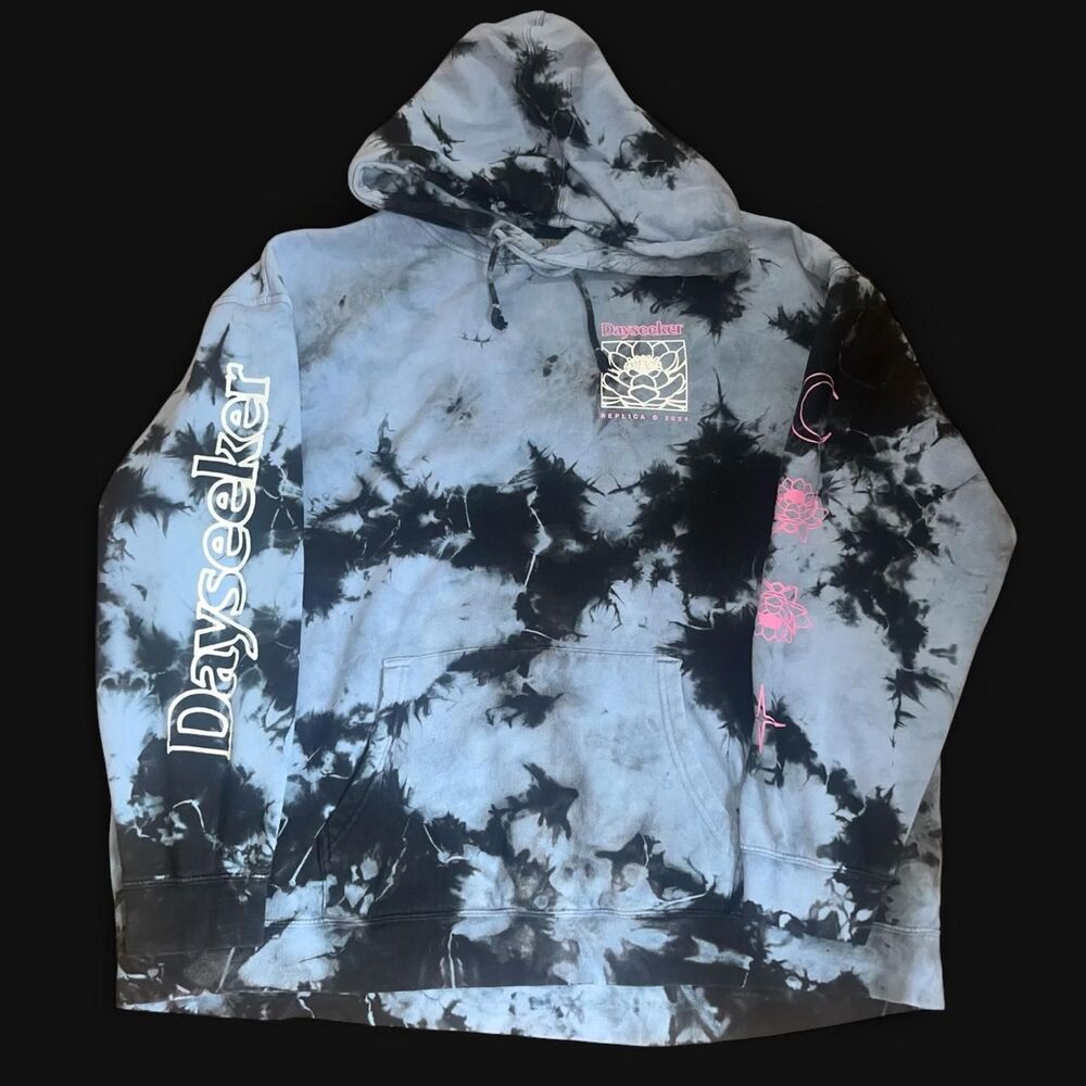 Dayseeker Band Unisex Blue and Black Tie Dye Hoodie SZ 3XL